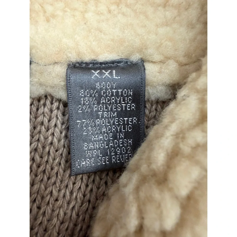 Oscar De La Renta Sweater XXL‎ Sherpa Lined Quarter Zip Beige Knit